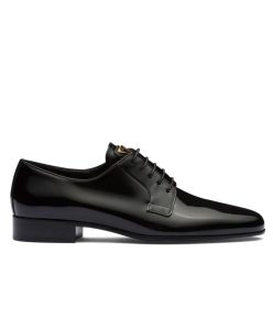 Prada Womens Patent Leather Lace-up Shoes 1E366 Black-1