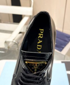 Prada Womens Patent Leather Lace-up Shoes 1E366 Black-7