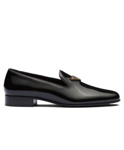 Prada Womens Patent Leather Loafers 1S365N Black-1