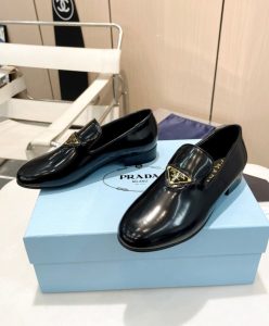 Prada Womens Patent Leather Loafers 1S365N Black-4