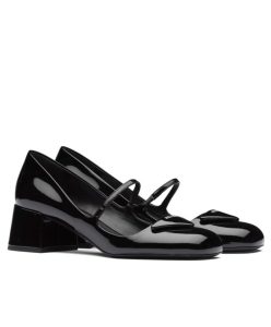 Prada Womens Patent Leather Pumps Black-1