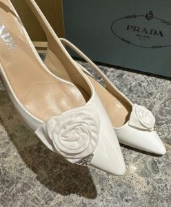 Prada Womens Patent-leather Slingback Pumps 1I174N White-7