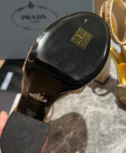 Prada Womens Satin Platform Sandals With Crystals 1XP53B-10