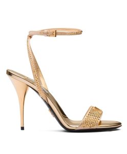 Prada Womens Satin Sandals With Crystals 1X022N Yellow-1