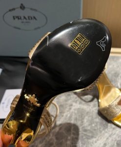 Prada Womens Satin Sandals With Crystals 1X022N Yellow-10