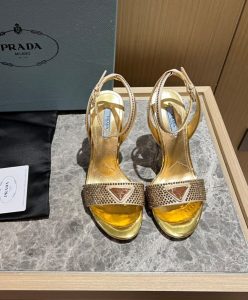 Prada Womens Satin Sandals With Crystals 1X022N Yellow-2