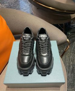 Prada Womens Soft Padded Nappa Leather Lace-up Shoes Black-2