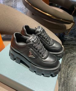 Prada Womens Soft Padded Nappa Leather Lace-up Shoes Black-6