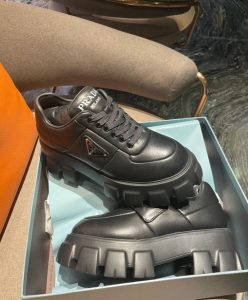 Prada Womens Soft Padded Nappa Leather Lace-up Shoes Black-8