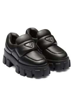Prada Womens Soft Padded Nappa Leather Loafers Black-1