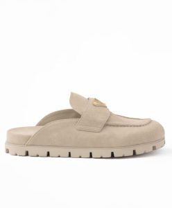 Prada Womens Suede Sabots 1S430N Cream-1