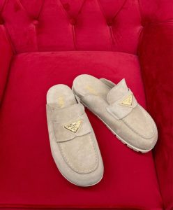 Prada Womens Suede Sabots 1S430N Cream-2