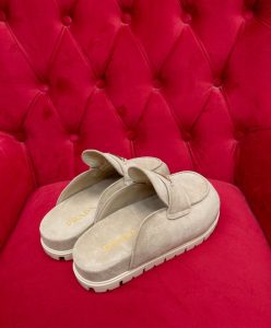 Prada Womens Suede Sabots 1S430N Cream-4