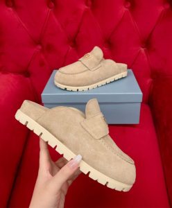 Prada Womens Suede Sabots 1S430N Cream-6