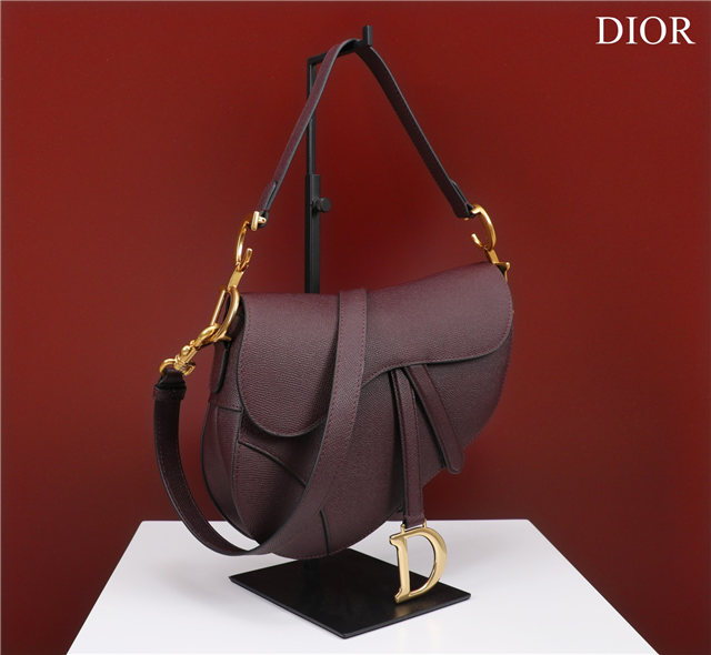 Saddle Bag With Strap M0455 Burgundy Grained Calfskin-2.jpg