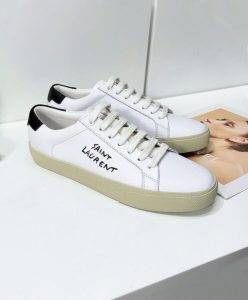 Saint Laurent Unisex Court Classic Sl06 Embroidered Sneakers In Leather White-5