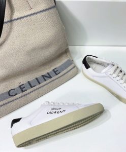 Saint Laurent Unisex Court Classic Sl06 Embroidered Sneakers In Leather White-9