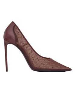 Saint Laurent Womens Anja Pumps In Rhinestone Mesh-1