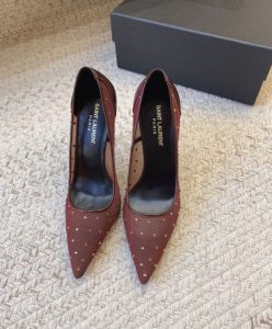 Saint Laurent Womens Anja Pumps In Rhinestone Mesh-2