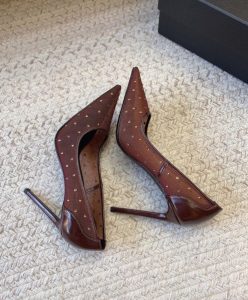 Saint Laurent Womens Anja Pumps In Rhinestone Mesh-5