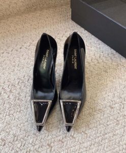 Saint Laurent Womens Avenue Pumps In Patent Leather Black-2