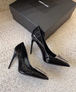 Saint Laurent Womens Avenue Pumps In Patent Leather Black-3