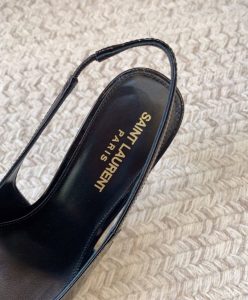 Saint Laurent Womens Avenue Slingback Pumps In Patent Leather Black-6