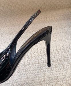Saint Laurent Womens Avenue Slingback Pumps In Patent Leather Black-7
