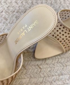 Saint Laurent Womens Blonde Mules In Rhinestones Mesh-5