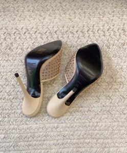 Saint Laurent Womens Blonde Mules In Rhinestones Mesh-8