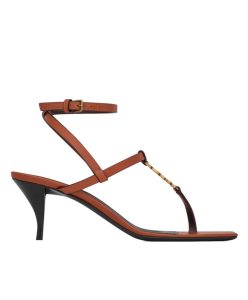 Saint Laurent Womens Cassandra Sandals In Smooth Leather-1