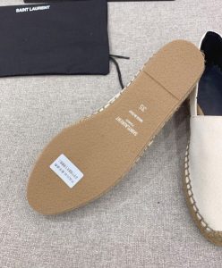 Saint Laurent Womens Cassandre Embroidered Espadrilles In Denim Cream-10