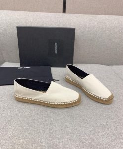 Saint Laurent Womens Cassandre Embroidered Espadrilles In Denim Cream-3