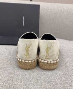 Saint Laurent Womens Cassandre Embroidered Espadrilles In Denim Cream-6