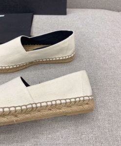Saint Laurent Womens Cassandre Embroidered Espadrilles In Denim Cream-9
