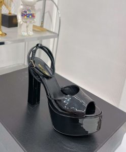 Saint Laurent Womens Jodie Platform Sandals In Patent Leather Black-5