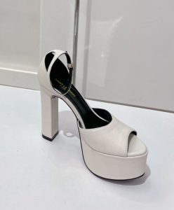 Saint Laurent Womens Jodie Platform Sandals In Smooth Leather Cream-3