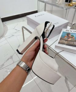 Saint Laurent Womens Jodie Platform Sandals In Smooth Leather Cream-6