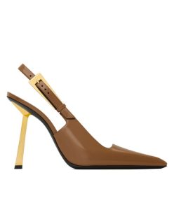 Saint Laurent Womens Lee Slingback Pumps In Glazed Leather-1