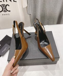 Saint Laurent Womens Lee Slingback Pumps In Glazed Leather-3