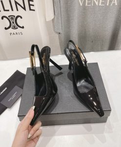 Saint Laurent Womens Lee Slingback Pumps In Patent Leather Black-4