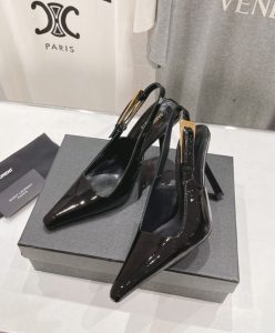 Saint Laurent Womens Lee Slingback Pumps In Patent Leather Black-5