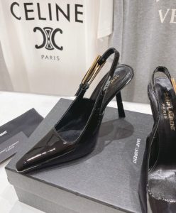 Saint Laurent Womens Lee Slingback Pumps In Patent Leather Black-7