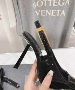 Saint Laurent Womens Lee Slingback Pumps In Patent Leather Black-9