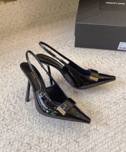 Saint Laurent Womens Madame Slingback Pumps In Patent Leather Black-4