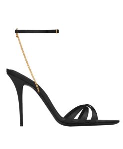 Saint Laurent Womens Melody Sandals In Crepe Satin Black-1