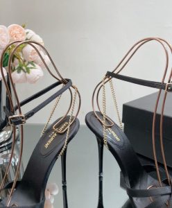 Saint Laurent Womens Melody Sandals In Crepe Satin Black-10