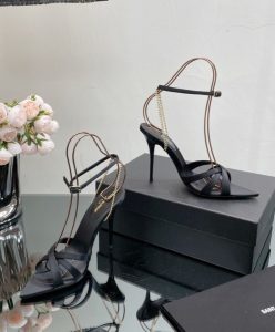 Saint Laurent Womens Melody Sandals In Crepe Satin Black-5