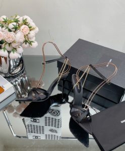 Saint Laurent Womens Melody Sandals In Crepe Satin Black-6