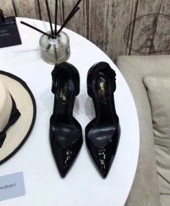 Saint Laurent Womens Opyum Dorsay Pumps In Patent Leather With Black Heel Black-2